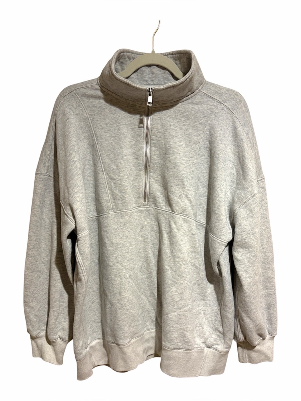 Abercrombie & Fitch Soft A&F Max Essentials Fleece Lined 1/4 Zip Sweatshirt Gray